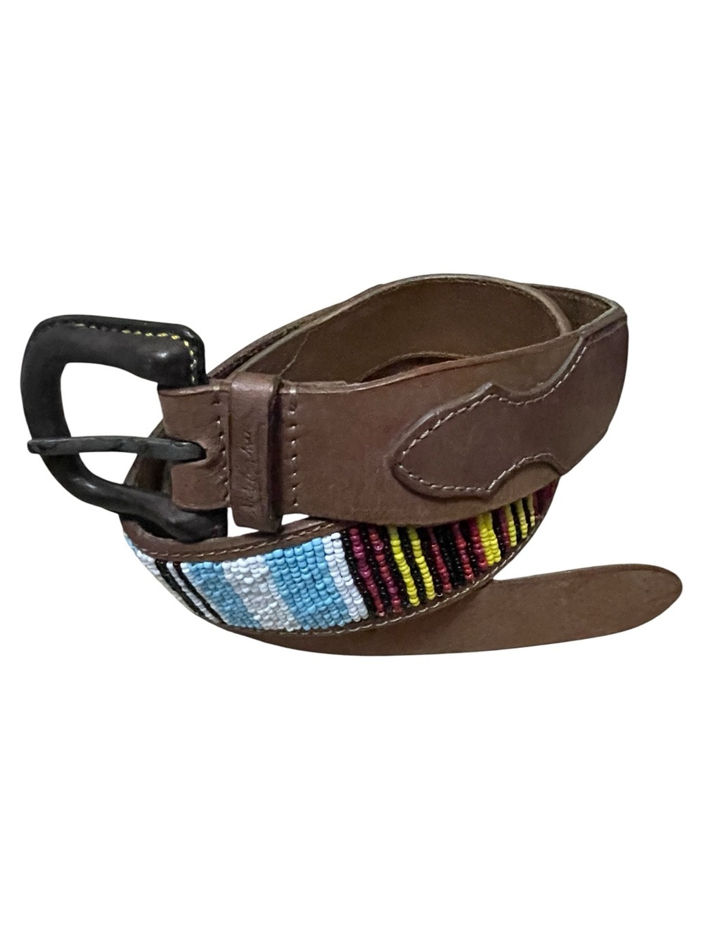 Robert Graham Beaded Leather Boho Western Chic Rodeo Colorful Tribal Belt - 36